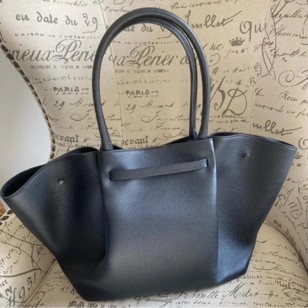 DeMellier Black Leather Tote with Gold Accent - Picture 4 of 5